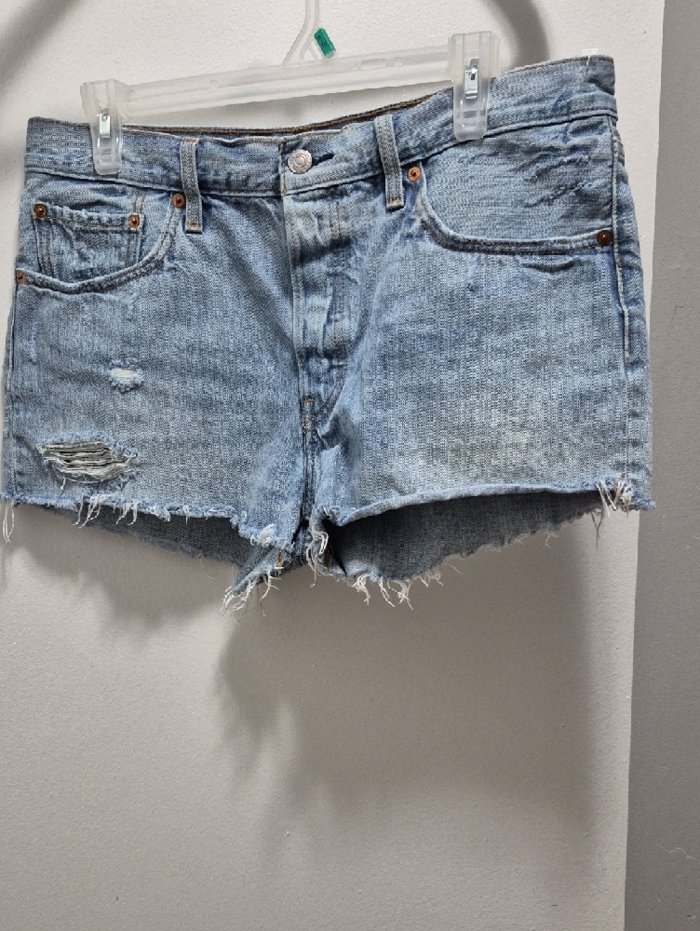Levi's Light Blue High-Rise Cutoff Denim Shorts - Picture 4 of 6